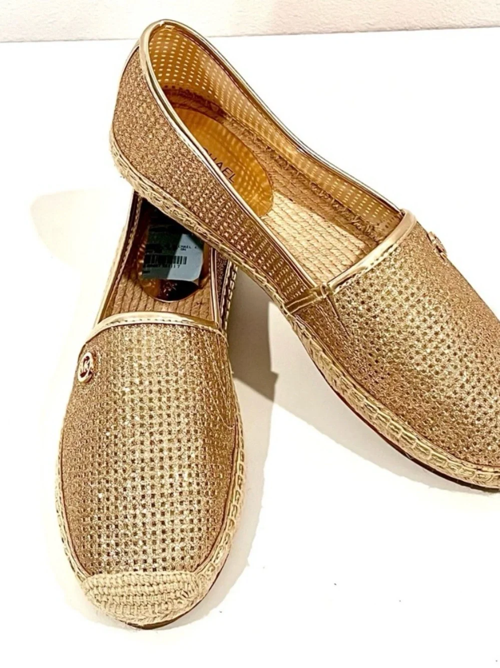 Michael Kors Kendrick Gold Metallic Espadrille Slip On Flats NWT 9